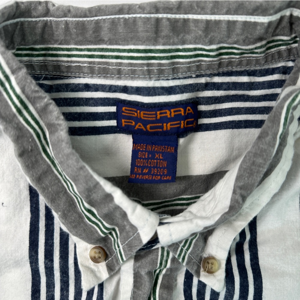 VTG Sierra Pacific Vertical Stripes XL Button Down Short Sleeve‎ Shirt - Picture 4 of 11